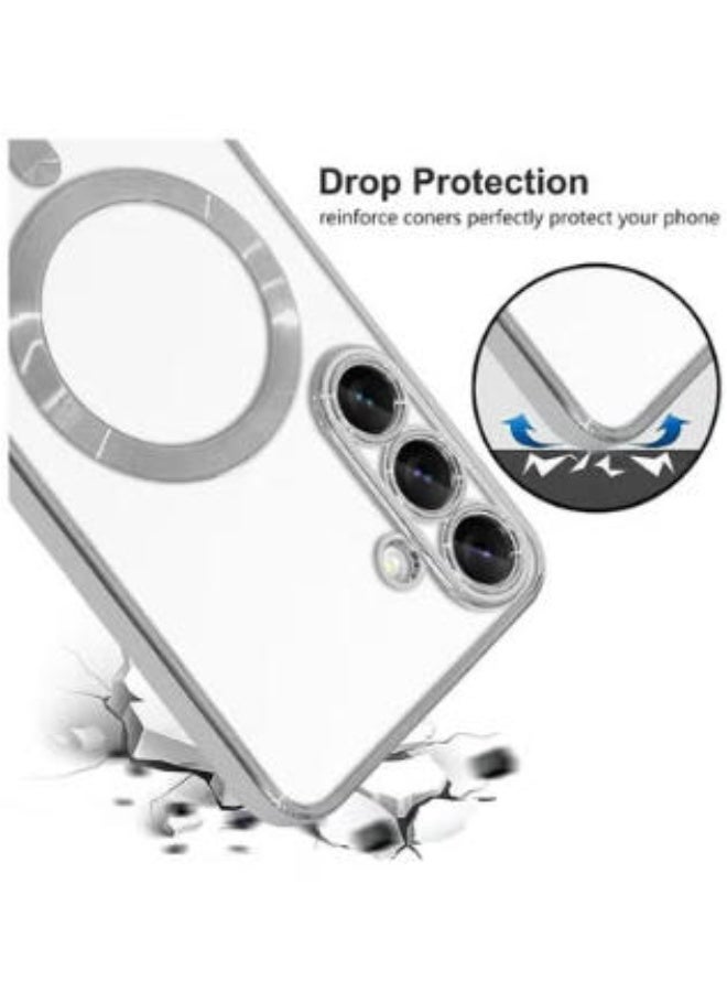 QIRG Soft Clear Case for Samsung Galaxy A57 , Camera Lens Full Protection, Wireless Charging, Shockproof Electroplated TPU Phone Cover (Silver) - Image 4