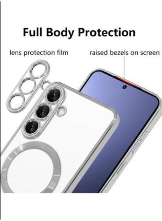 QIRG Soft Clear Case for Samsung Galaxy A57 , Camera Lens Full Protection, Wireless Charging, Shockproof Electroplated TPU Phone Cover (Silver) - Image 3