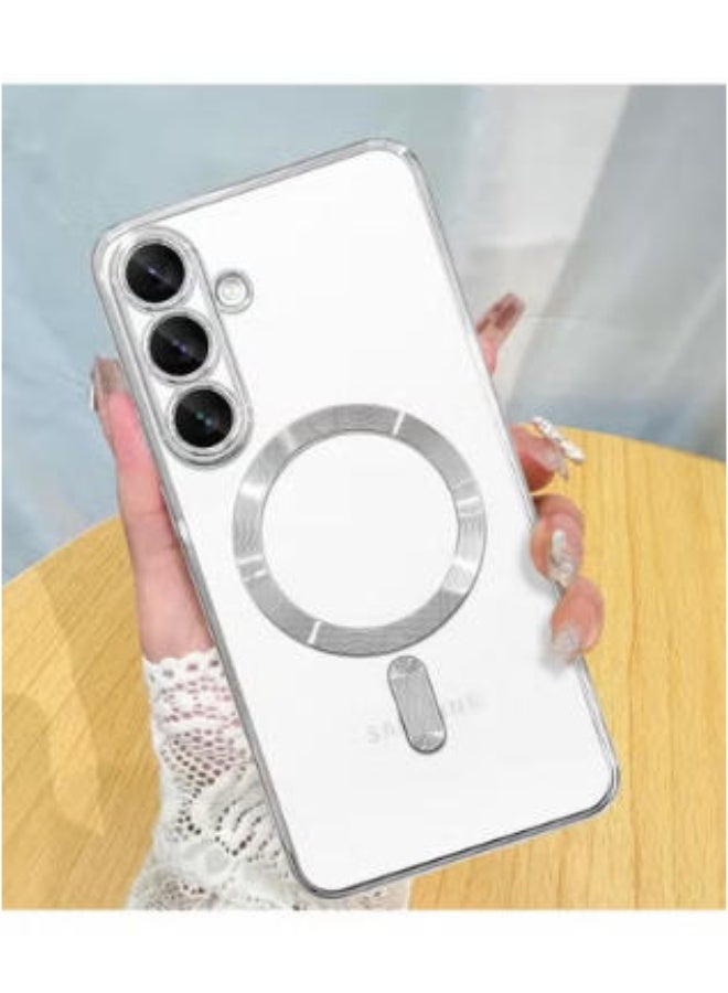 QIRG Soft Clear Case for Samsung Galaxy A57 , Camera Lens Full Protection, Wireless Charging, Shockproof Electroplated TPU Phone Cover (Silver) - Image 1