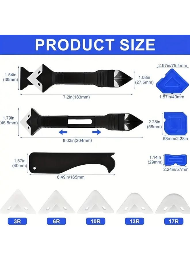 1 Set Silicone Caulking Tool Kit 5 in 1 Filler Scraper Remover Set for Bathroom Kitchen Renovations - Image 4