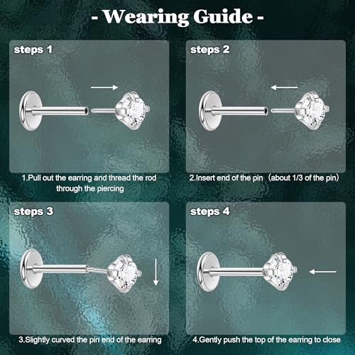 LOREMOW 3Pcs 16G G23 Titanium Threadless Cartilage Earring for Women Dangle Push in Stud Earrings CZ Lobe Helix Tragus Conch Piercing Jewelry Silver 10MM - Image 4