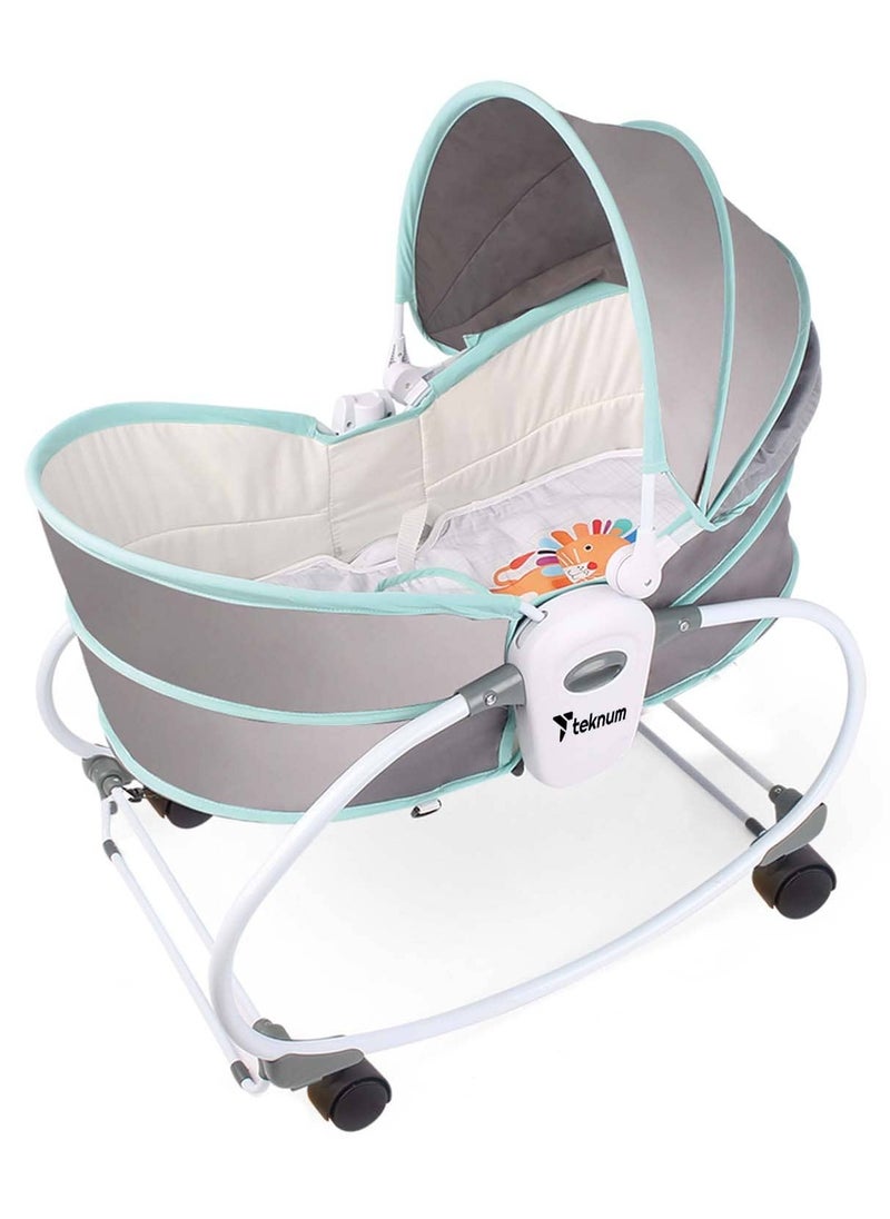 TEKNUM - 5 In 1 Cozy Rocker Bassinet With Awning And Mosquito Net - Green - Image 1