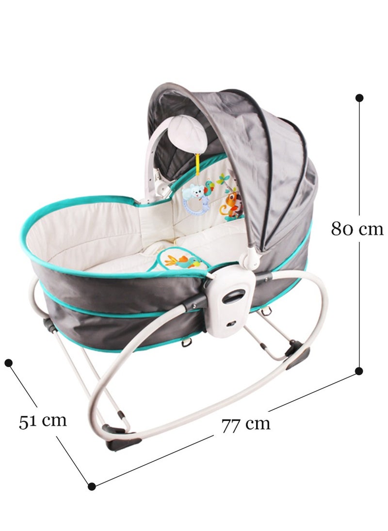 TEKNUM - 5 In 1 Cozy Rocker Bassinet With Awning And Mosquito Net - Green - Image 1