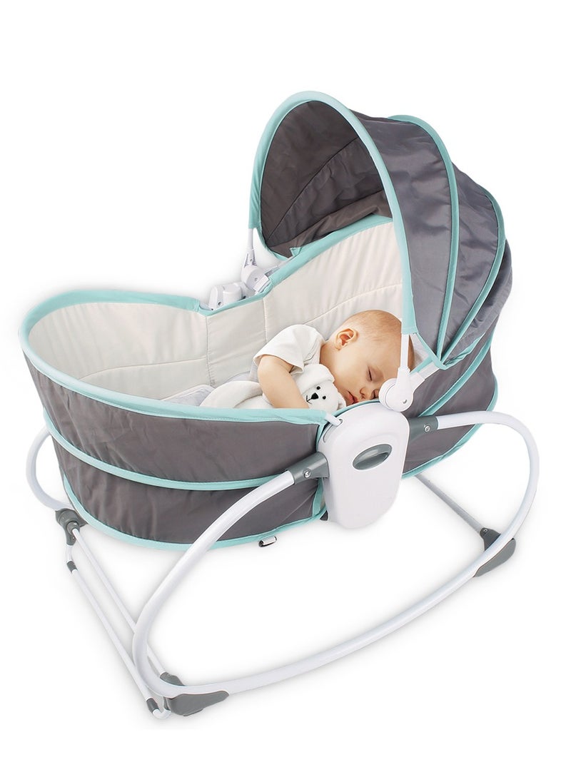 TEKNUM 5 In 1 Cozy Rocker Bassinet With Awning And Mosquito Net - Green  - Image 3