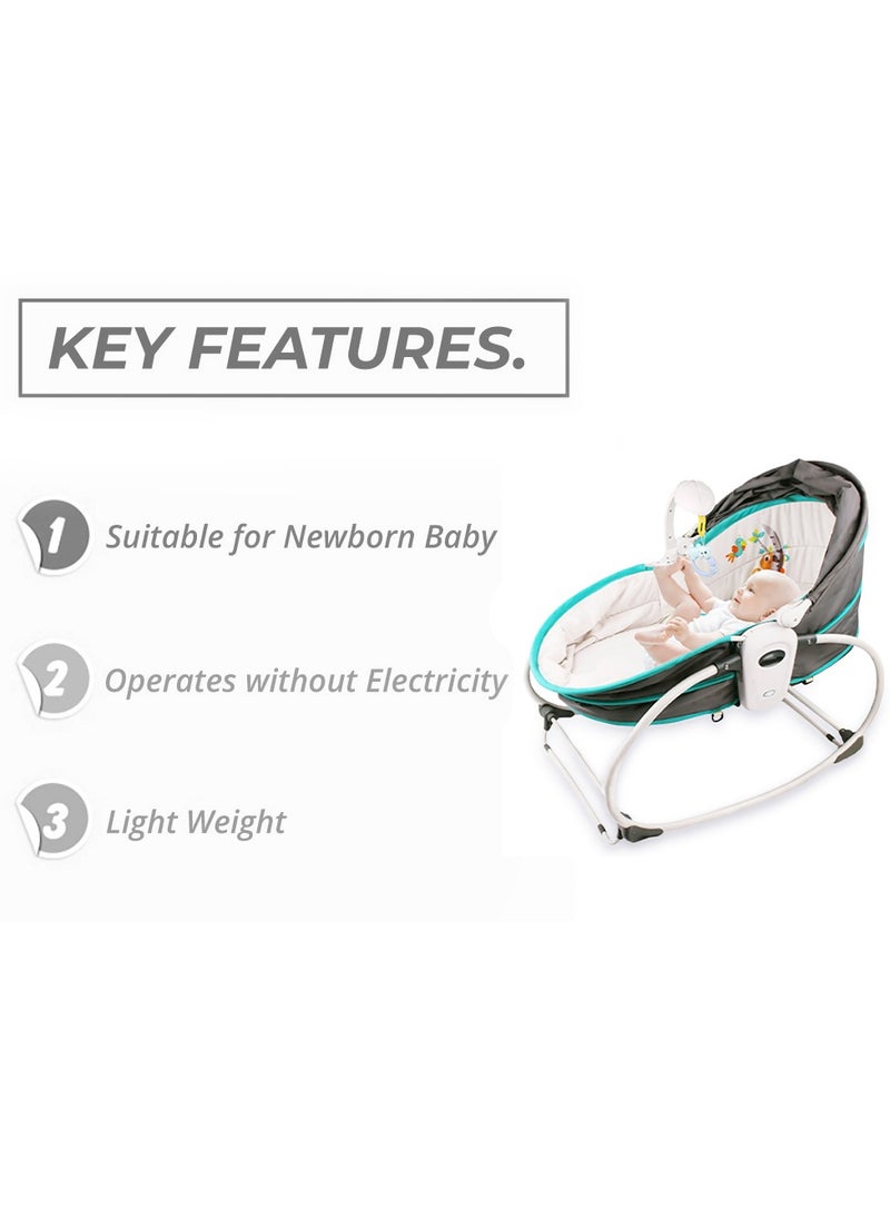 TEKNUM - 5 In 1 Cozy Rocker Bassinet With Awning And Mosquito Net - Green - Image 1