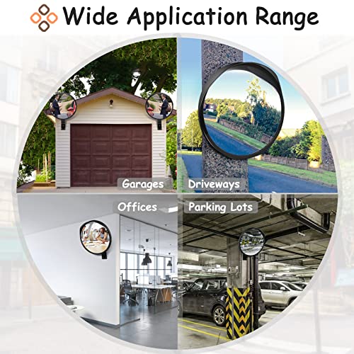 Hydencamm Driveway Mirror   Blind Spot Convex Mirror with Adjustable Fixing Bracket Wide Angle Clear View for Garage Home Parking Factory Office - Image 3