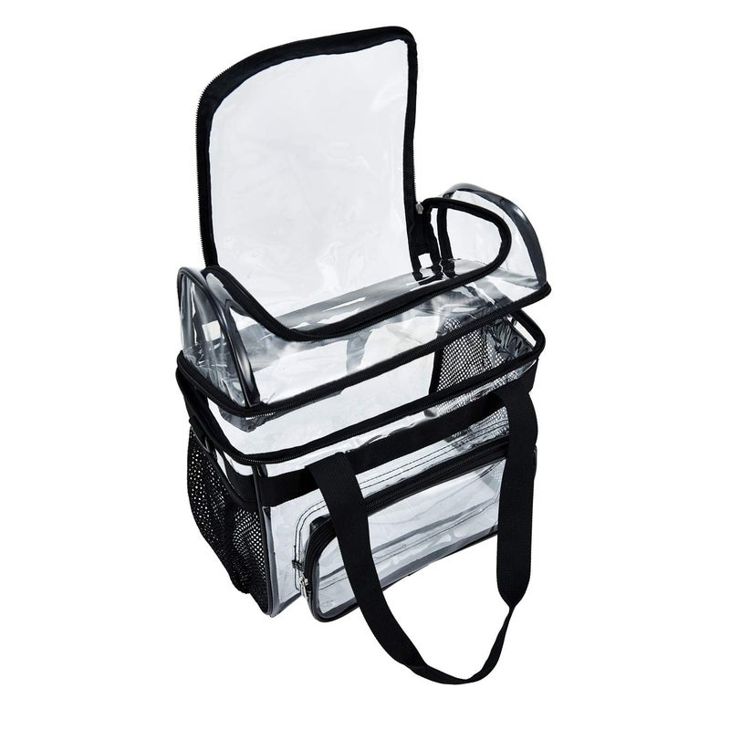 BORMELUN BORMELUN Clear Lunch Bag HeavyDuty Tote  Double Purse for Work Concert Correctional Officers Stadium Women 12x6x12 Black 