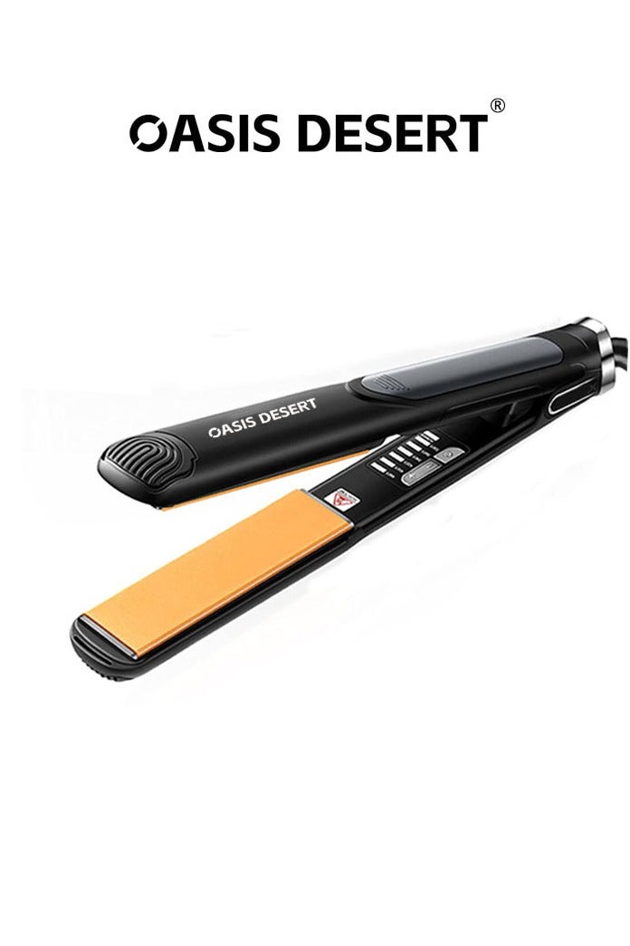 صحراء الواحة مكواة فرد الشعر وتجعيده 2 في 1، مكواة سيراميك مسطحة مع 6 إعدادات للحرارة، درجة حرارة قابلة للتعديل من 350 درجة فهرنهايت إلى 850 درجة فهرنهايت، تسخين سريع - Image 1