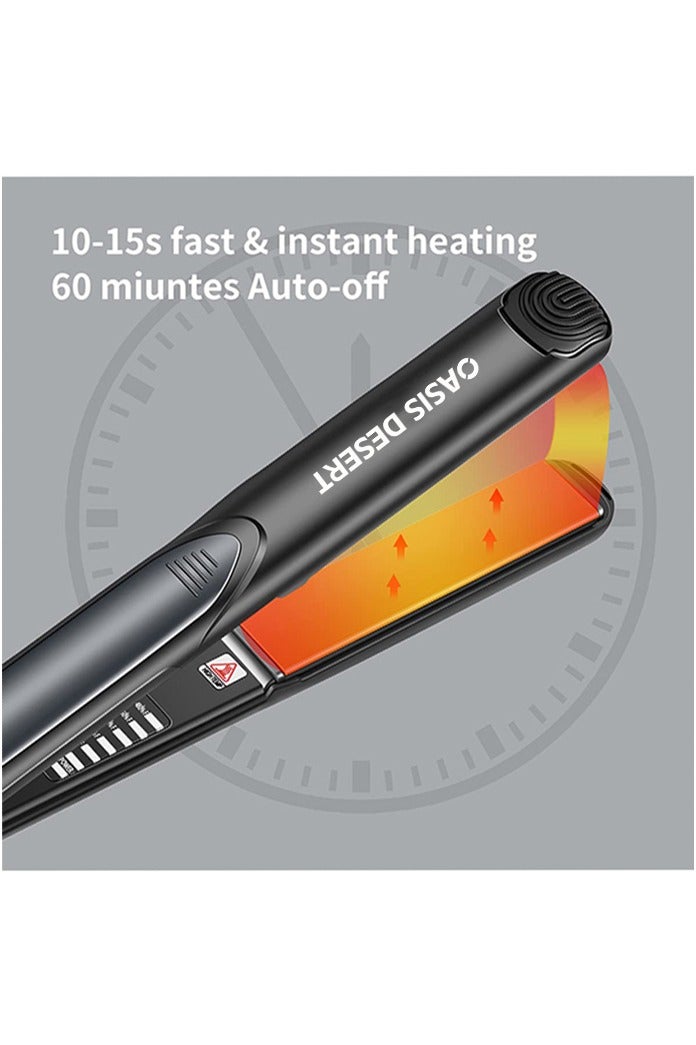 صحراء الواحة مكواة فرد الشعر وتجعيده 2 في 1، مكواة سيراميك مسطحة مع 6 إعدادات للحرارة، درجة حرارة قابلة للتعديل من 350 درجة فهرنهايت إلى 850 درجة فهرنهايت، تسخين سريع - Image 2