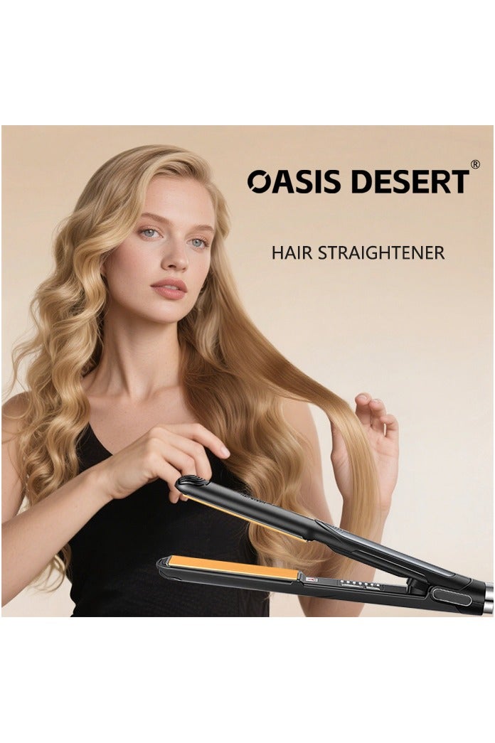 صحراء الواحة مكواة فرد الشعر وتجعيده 2 في 1، مكواة سيراميك مسطحة مع 6 إعدادات للحرارة، درجة حرارة قابلة للتعديل من 350 درجة فهرنهايت إلى 850 درجة فهرنهايت، تسخين سريع - Image 4