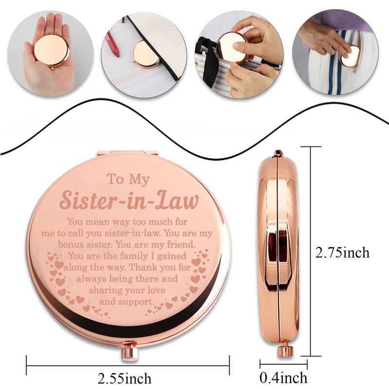 Pliti Sister In Law Compact Mirror Bonus Sister Gift Unbiological Sister Gift To My Sister In Law Inspirational Pocket Mirror (Sister-In-Law Cmrg) - Image 2
