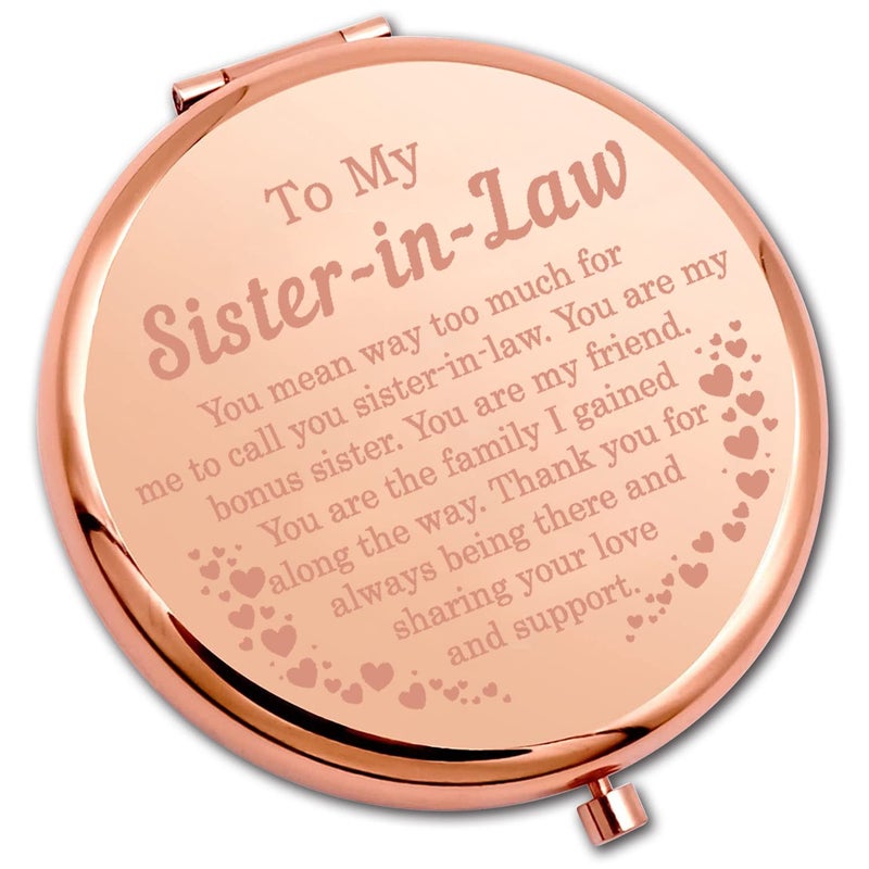 Pliti Sister In Law Compact Mirror Bonus Sister Gift Unbiological Sister Gift To My Sister In Law Inspirational Pocket Mirror (Sister-In-Law Cmrg) - Image 1