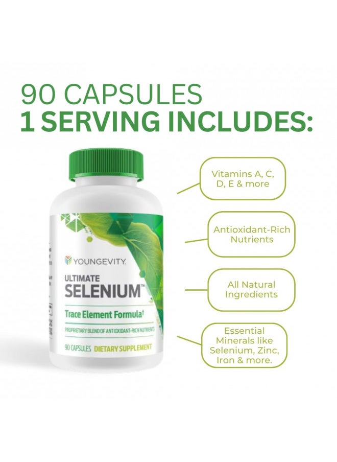 Youngevity Ultimate Selenium + Cofactors   Essential Mineral Supplement For Immune Support, Antioxidant Defense, Thyroid Function, and Cellular Health (I Selenomethionine)   (90 Capsules)