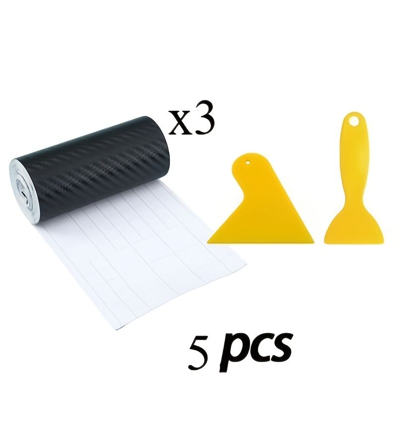 5pcs 10x100cm 3D Nano Carbon Fiber Car Door Edge Protection Strips Waterproof Scratch Resistant PVC Anti Collision Film Black - Image 2