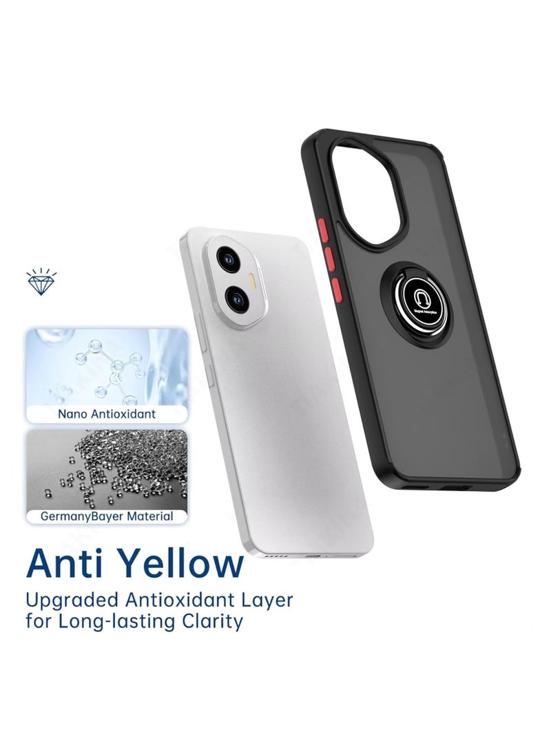 Honor 300 Pro Case Cover Metal Ring Holder Grip Kickstand Car Magnetic Mount Shockproof Matte Hard Back Bumper Case for Honor 300 Pro 5G Black - Image 2