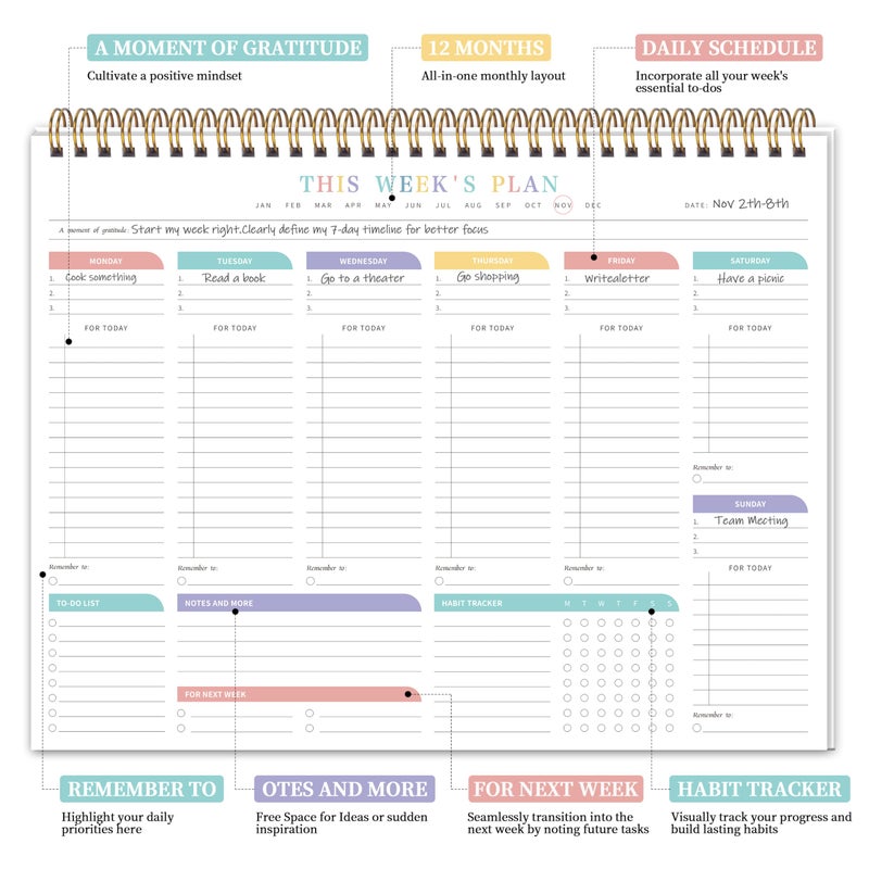 KAICN Weekly To Do List Notepad with 52 Undated Sheetsï¼ˆ8.5"Ã—11"ï¼‰- Undated Weekly Desk Planner for Women & Man, School/Office Supplies - Image 3