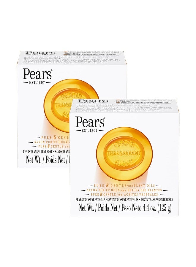 Pears Pure and Gentle with Glycerin and Naturals Oils - Transparent Soap Bar for Radiant Skin - Bar Soap for Women and Men - Amber - 2 pc - Image 1