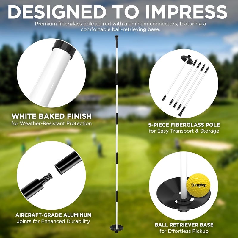 KINGTOP Golf Flagstick 6ft, Portable Five-Section Design for Backyard Practice Putting Green, Driving Range Golf Pin Flag Hole Cup Set, Gift Idea - Image 2