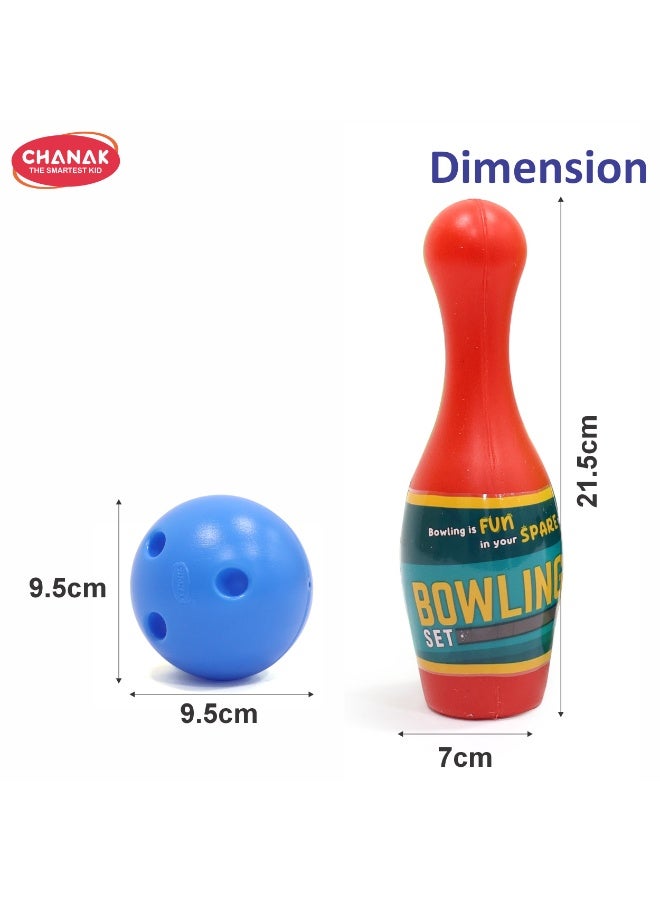Chanak Plastic Bowling Game Set with 6 Pin and 2 Ball, Multicolor Bowling Set for Indoor & Outdoor Play, Non-Toxic Bowling Game, Suitable for Kids Above 3 Years (Box Pack) - Image 2