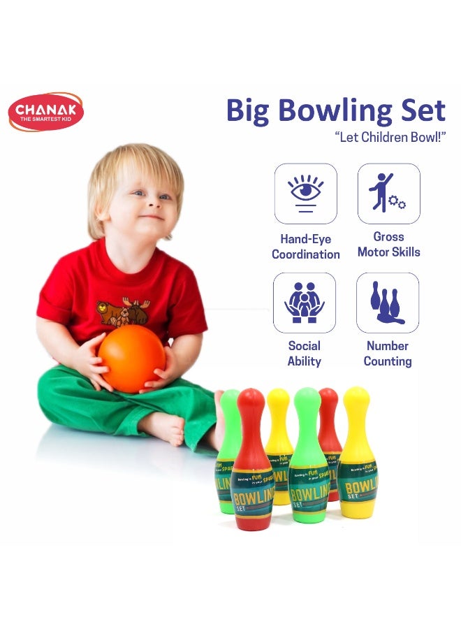 Chanak Plastic Bowling Game Set with 6 Pin and 2 Ball, Multicolor Bowling Set for Indoor & Outdoor Play, Non-Toxic Bowling Game, Suitable for Kids Above 3 Years (Box Pack) - Image 5