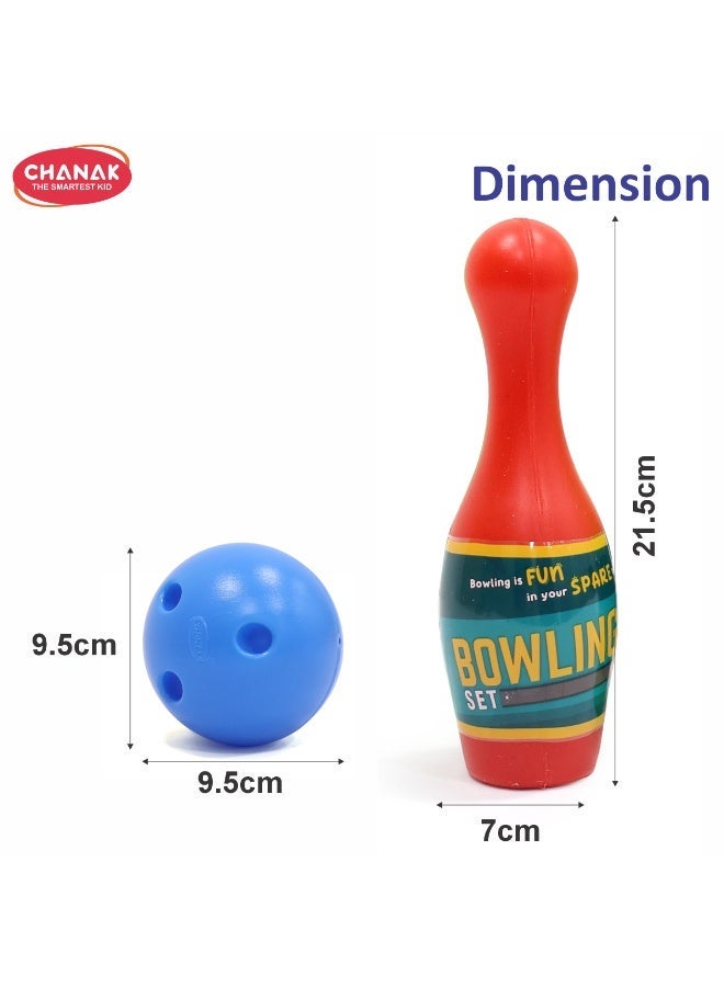 Chanak Plastic Bowling Game Set with 6 Pin and 2 Ball, Multicolor Bowling Set for Indoor & Outdoor Play, Non-Toxic Bowling Game, Suitable for Kids Above 3 Years (Box Pack) - Image 3