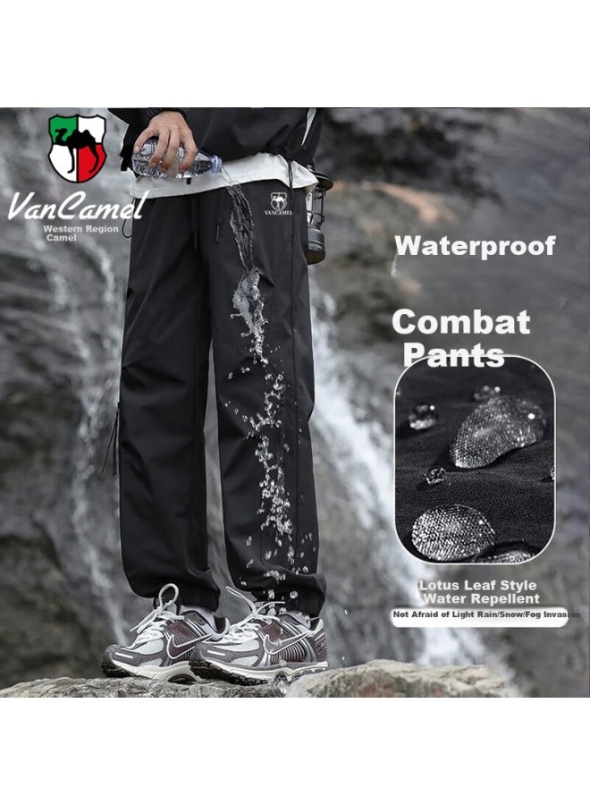 Vancamel Men's Casual Pants Spring Autumn Outdoor Sports Pants Breathable Elastic Cuff Assault Pants Long Pants Mountaineering Pants Black L - Image 1