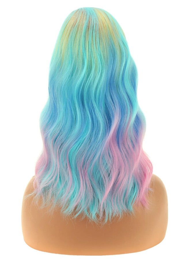 BERON Colorful and Turquoise Short Curly Wave Wig for Women Girls Teal Blue Wavy Heat Resistant Synthetic Wig for Cosplay Costume Party or Daily - Image 4