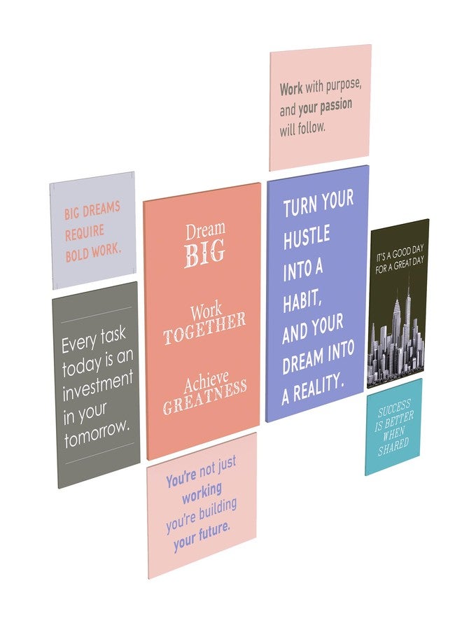 Throwback Traits Office Wall Decor Set of 8 - Motivational Teamwork Office Wall Art Canvas Prints - Leadership & Success Quotes for Workplace, Bulletin Board, Break Room & Home Office - Inspirational Team Gifts - Image 1