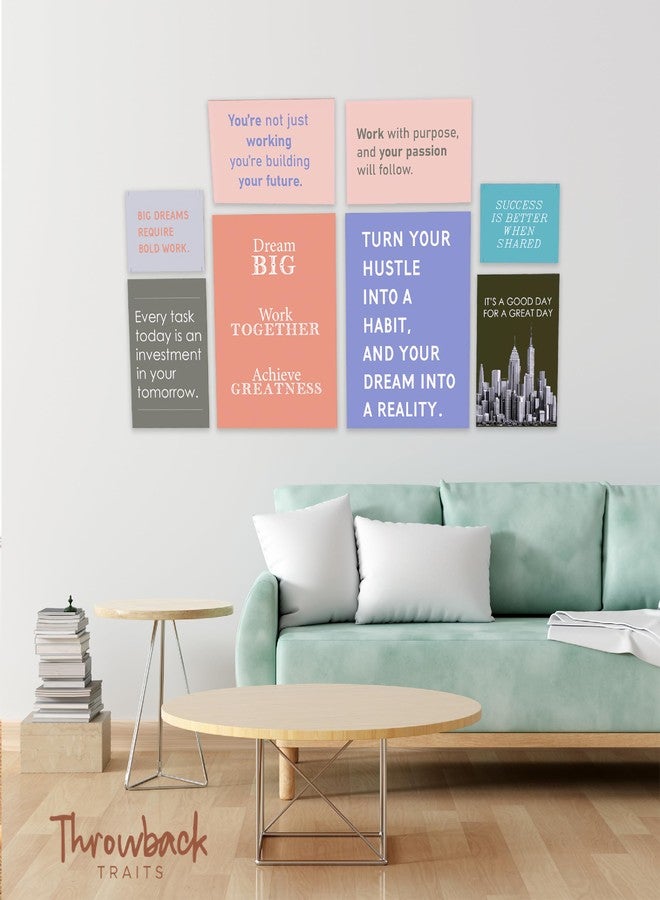 Throwback Traits Office Wall Decor Set of 8 - Motivational Teamwork Office Wall Art Canvas Prints - Leadership & Success Quotes for Workplace, Bulletin Board, Break Room & Home Office - Inspirational Team Gifts - Image 5