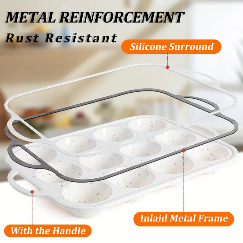 CAKETIME Silicone Muffin Pans for Baking, with Metal Reinforced Frame 2.8 Inch Regular Size Silicone Molds Nonstick 12 Cups for Baking Homemade Muffins, Cupcakes, Egg Bites 2 Pack Dishwasher Safe BPA Free - Image 5