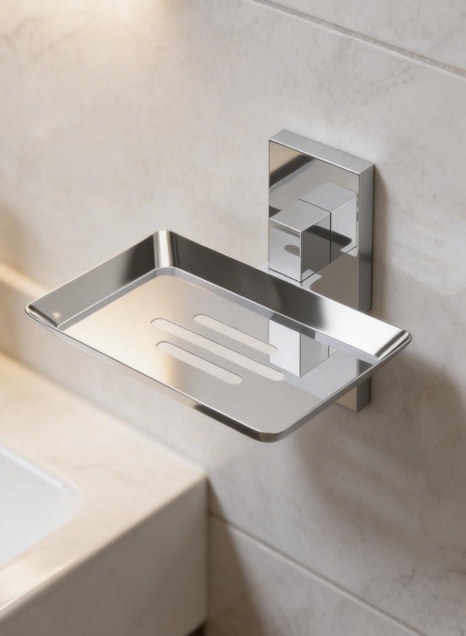 Well Set Stainless Steel Chrome Finish Square Soap Dish Holder for Bathroom Soap Case/Soap Stand for Kitchen, Bathroom Accessories - Image 1