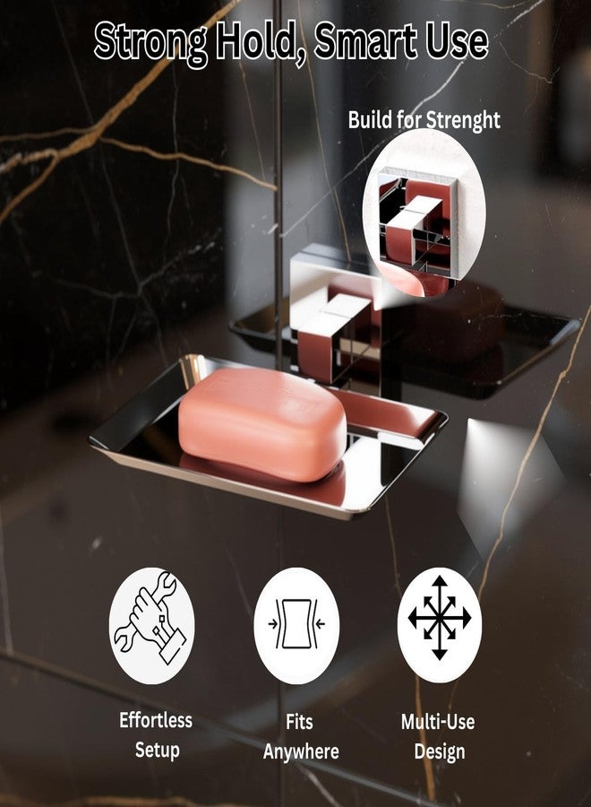 Well Set Stainless Steel Chrome Finish Square Soap Dish Holder for Bathroom Soap Case/Soap Stand for Kitchen, Bathroom Accessories - Image 3