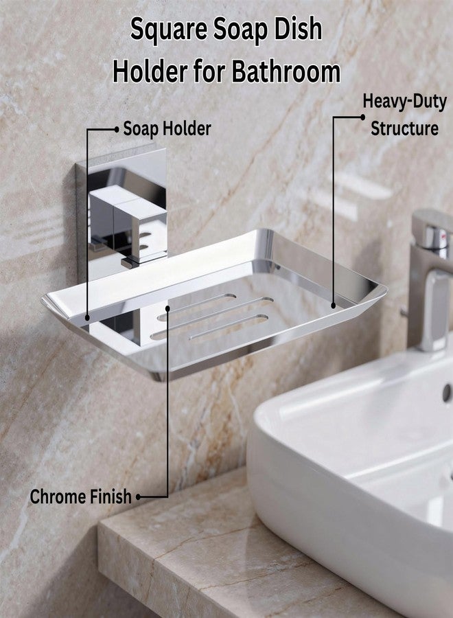 Well Set Stainless Steel Chrome Finish Square Soap Dish Holder for Bathroom Soap Case/Soap Stand for Kitchen, Bathroom Accessories - Image 2