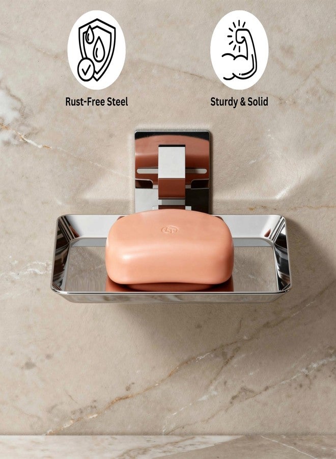 Well Set Stainless Steel Chrome Finish Square Soap Dish Holder for Bathroom Soap Case/Soap Stand for Kitchen, Bathroom Accessories - Image 4