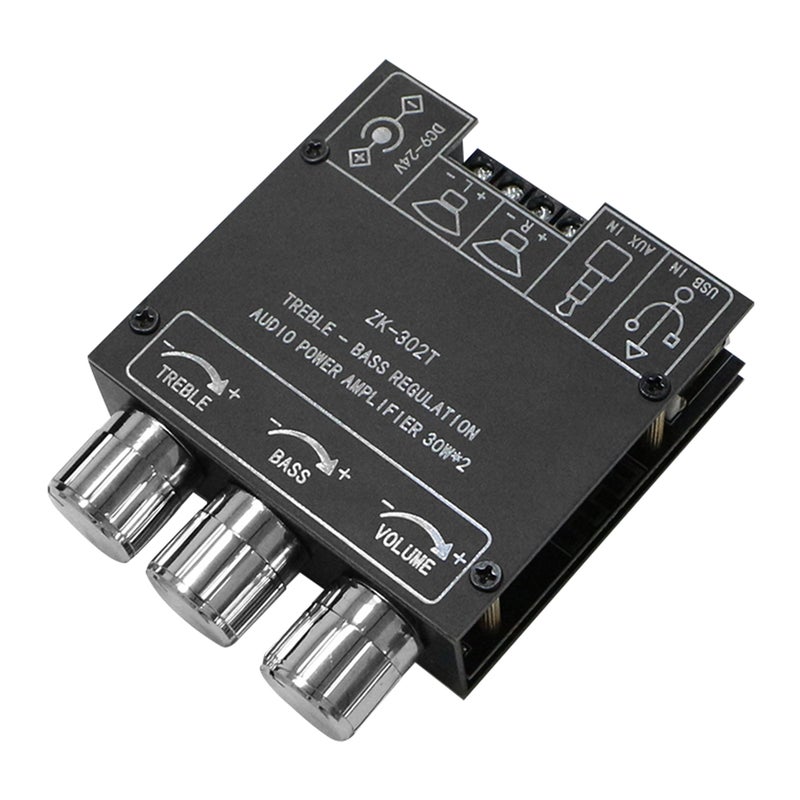 ZK-302T 2.0 30WX2 مكبر صوت طاقة صوتي بتوثيق (BT) إخراج عالي الطاقة حمايات متعددة تصميم سهل الاستخدام مع جودة صوت يمكن تخصيصها تشغيل مريح لـ قرص USB وإدارة طاقة - Image 2