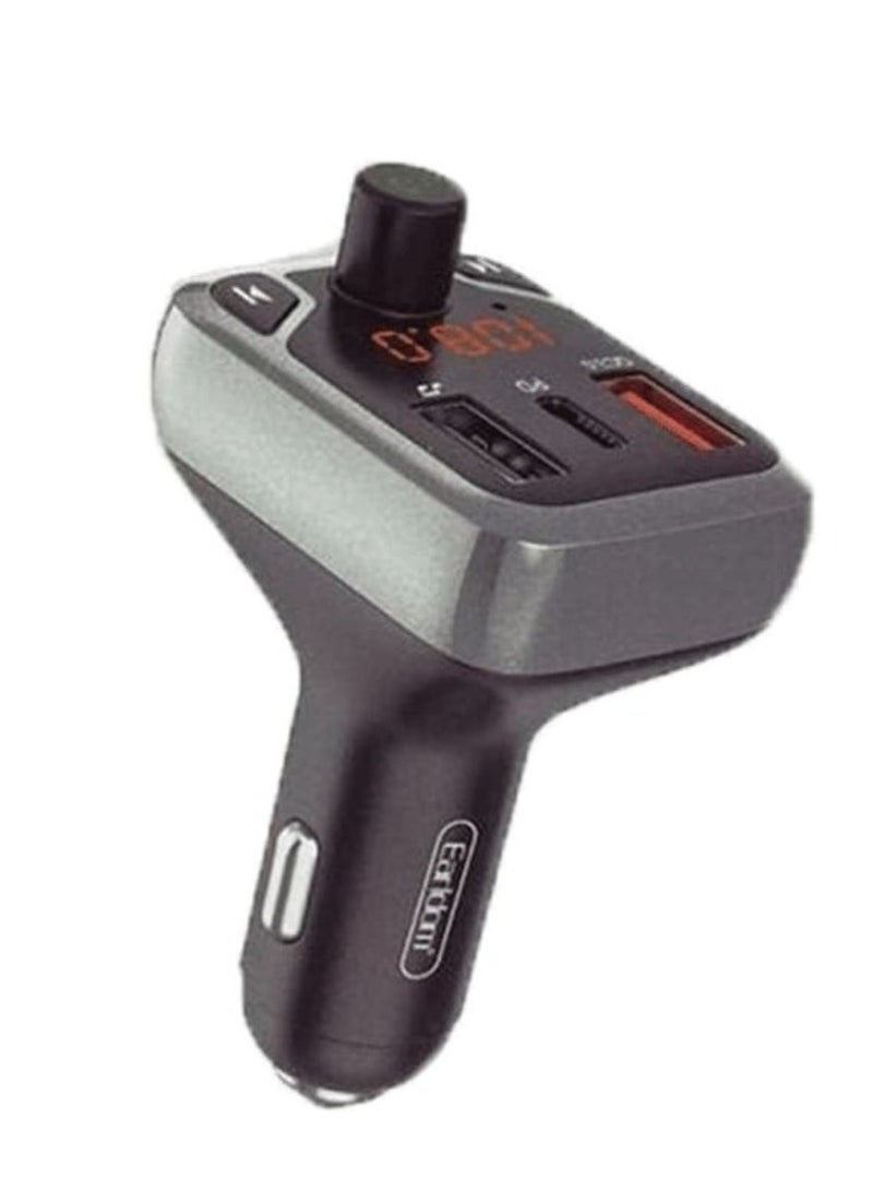 Earldom "Earldom® M63: Streamlined Connectivity with PD+QC3.0 20W Bluetooth FM Transmitter Charger in Sleek Gray" - Image 3