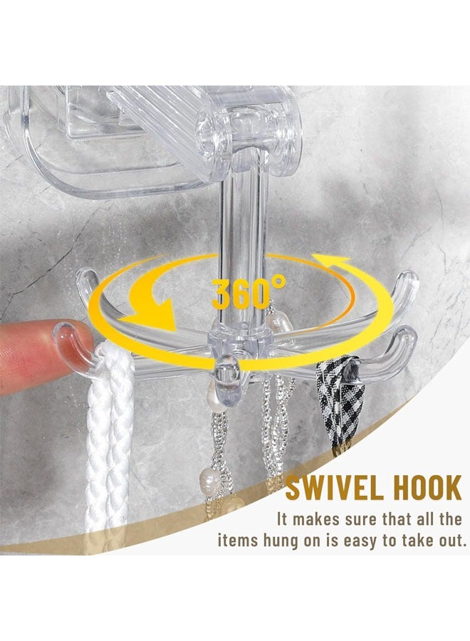 Hihonor 2 Pack Bathroom Wall and Ceiling Rotary Hook, 6 Claws Swivel Hook Shower Hanger, 360° Rotating Folding Hook, Compatible with Bathroom, Dressing Table, Entryway Storage, Kitchen (Transparent)  - Image 2