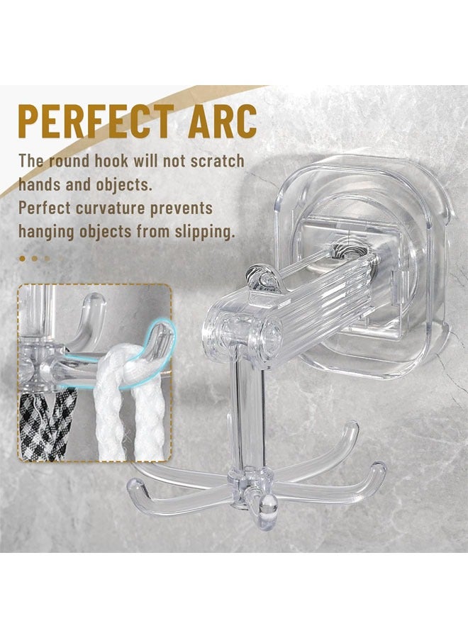 Hihonor 2 Pack Bathroom Wall and Ceiling Rotary Hook, 6 Claws Swivel Hook Shower Hanger, 360° Rotating Folding Hook, Compatible with Bathroom, Dressing Table, Entryway Storage, Kitchen (Transparent)  - Image 4