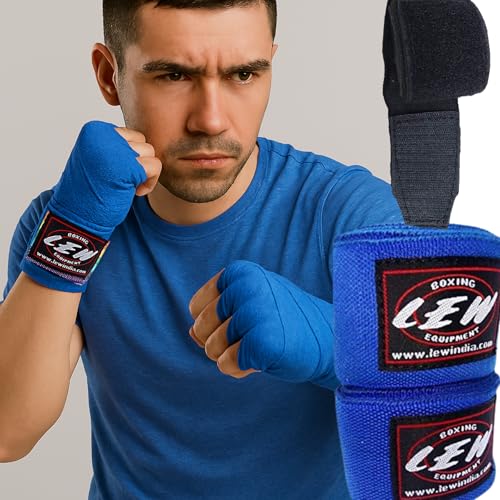 LEW Mexican Style Boxing 500CM Long with Elastic Hand & Wrist Support Spandex Multicolor Hand Wraps (Royal Blue) - Image 2