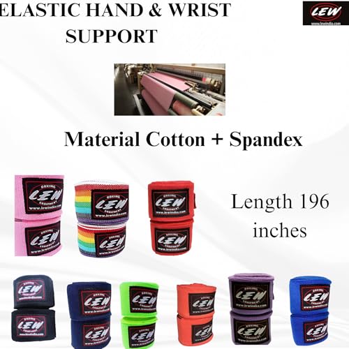 LEW Mexican Style Boxing 500CM Long with Elastic Hand & Wrist Support Spandex Multicolor Hand Wraps (Royal Blue) - Image 5