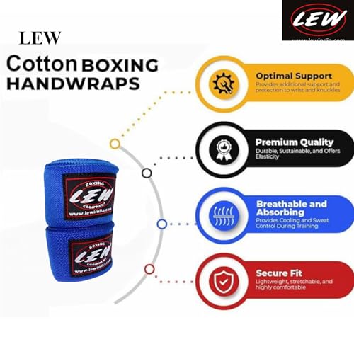 LEW Mexican Style Boxing 500CM Long with Elastic Hand & Wrist Support Spandex Multicolor Hand Wraps (Royal Blue) - Image 3