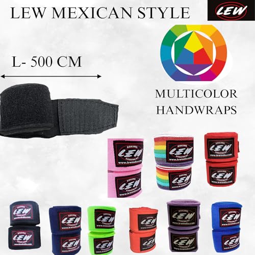 LEW Mexican Style Boxing 500CM Long with Elastic Hand & Wrist Support Spandex Multicolor Hand Wraps (Royal Blue) - Image 4