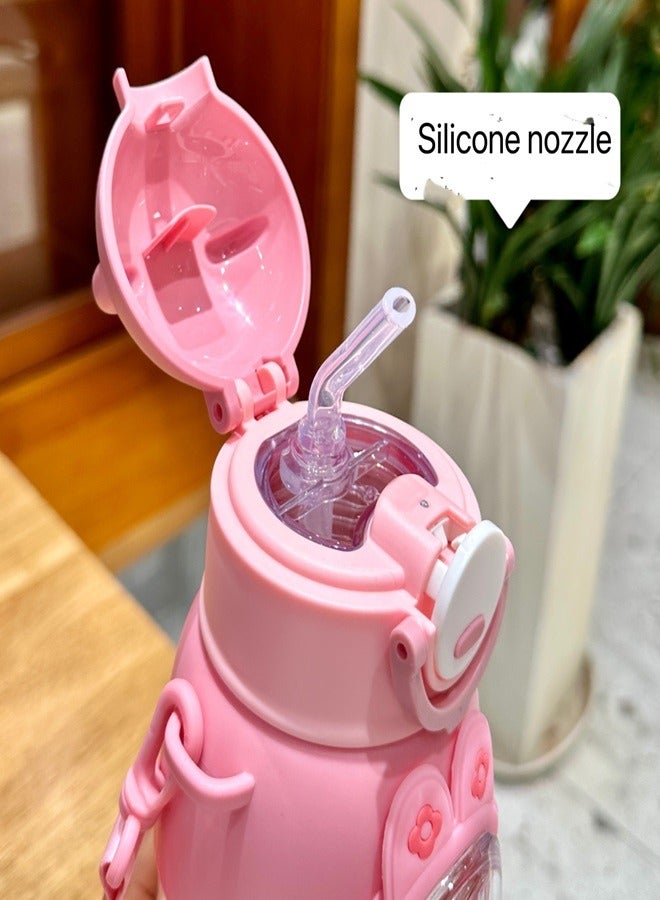Smart Children's water cup kindergarten elementary school students baby drop cup portable strap large capacity cute girl water bottle ug - Image 4