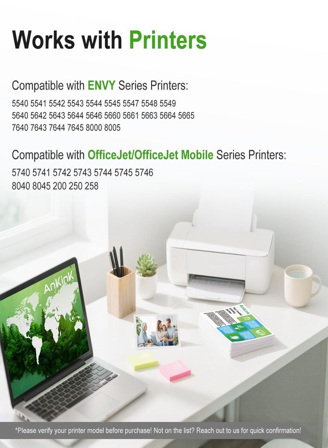 Ankink خراطيش حبر 62XL بديلة لخراطيش حبر HP 62 62XL HP62 السوداء، عبوة كومبو متوافقة مع طابعات 5540، 5542، 5545، 5640، 5642، 5660، 5664، 5665، 7640، 7645، 8000، 200، 250، 5740، 5742، 5743، 5745، 8040 - Image 3