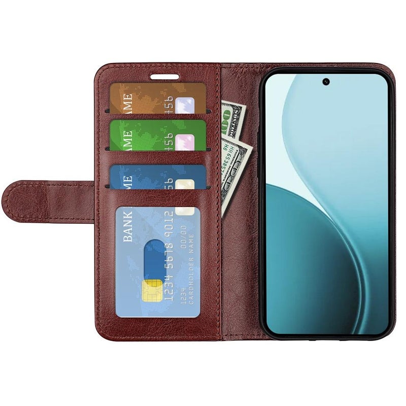 erorex For OPPO Reno14 F 5G R64 Texture Horizontal Flip Leather Phone Case(Brown) - Image 4