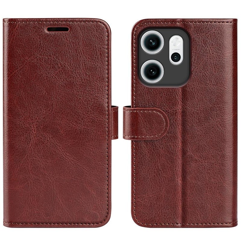 erorex For OPPO Reno14 F 5G R64 Texture Horizontal Flip Leather Phone Case(Brown) - Image 1
