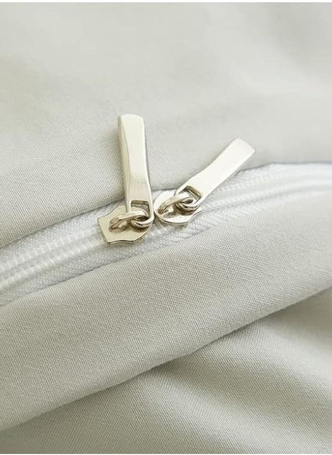 LUNA Home - Single Size 4 Pieces Bedding Set Washable Cotton Light Gray - Image 1