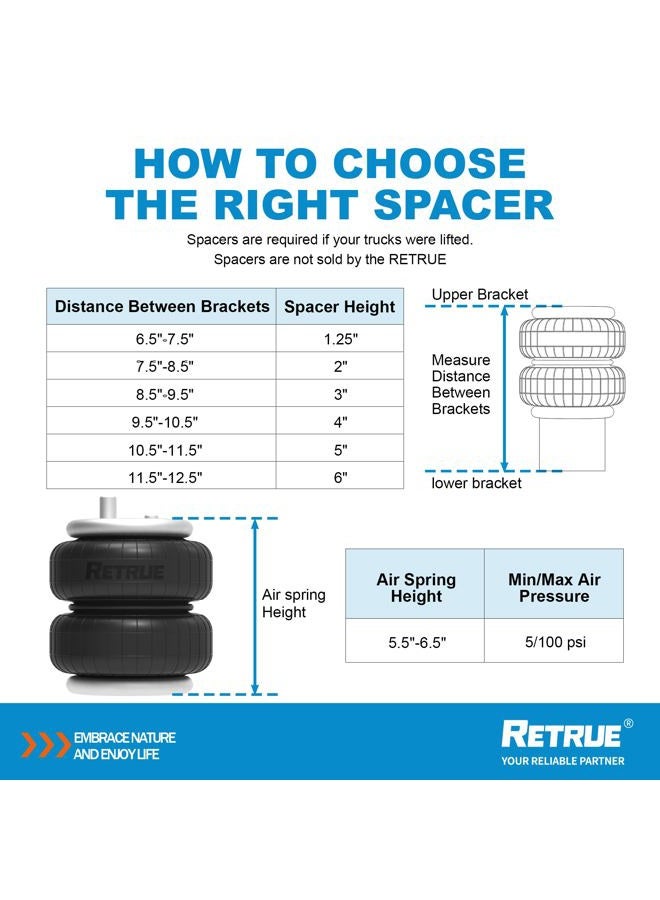 RETRUE Rear Air Bags Suspension Kit for Toyota Tundra 2007-2021 Truck Towing, 5000 Lbs of Load Leveling Capacity, Replacement for Firestone 2445 Ride Rite Airbags for Trucks Rear Suspension - Image 4