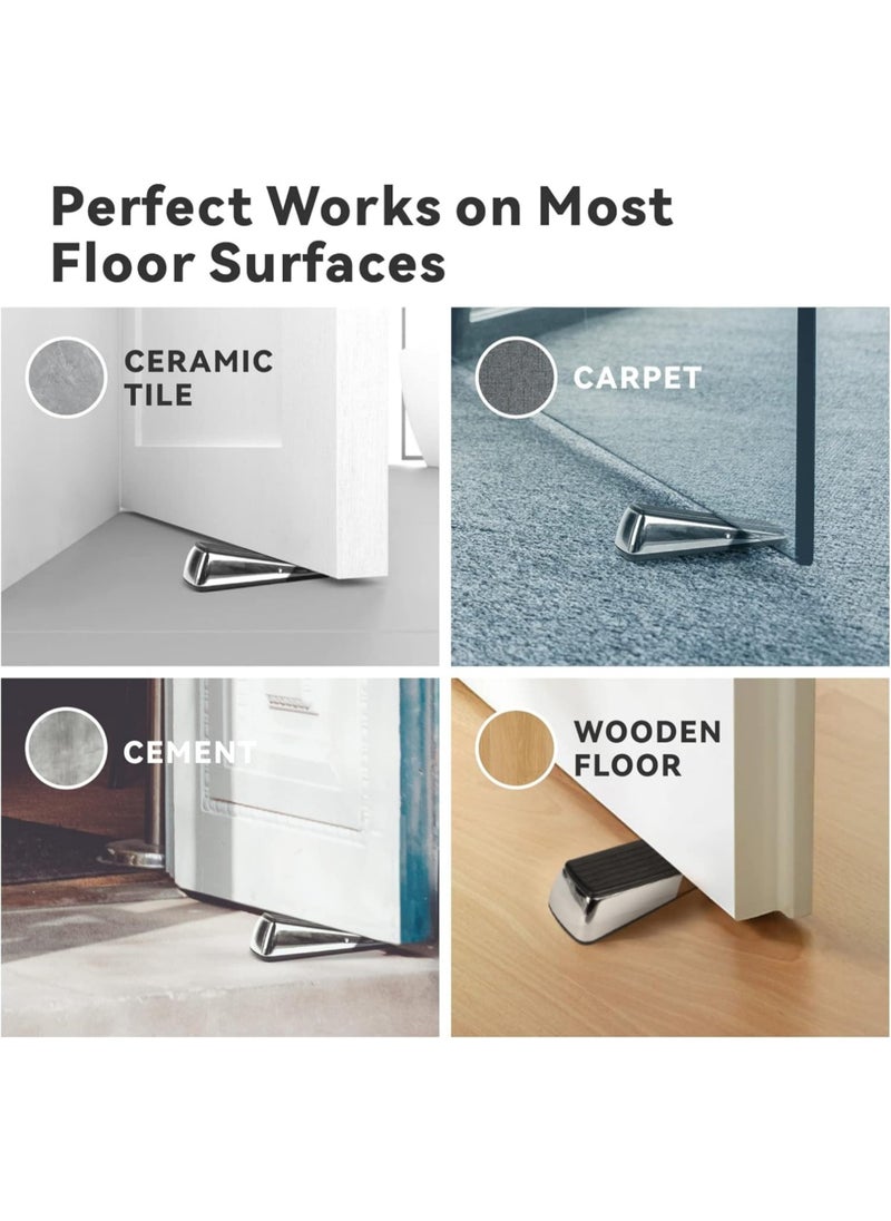 Generic - High Quality Durable Rubber Zinc Wedge Door Stopper with Regulators for Most Surfaces by Baytion - Image 1