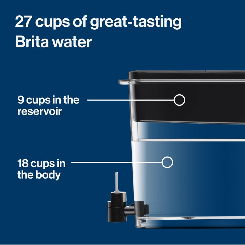 Brita Water Dispenser, UltraMax Elite Filter, Removes 99% of Lead, Includes 1 Filter, 27-Cup Capacity, Black - Image 2